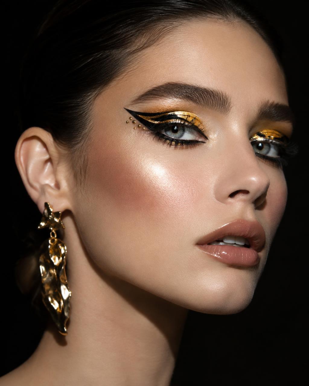 Gold editorial makeup by Julieta Karapetyan